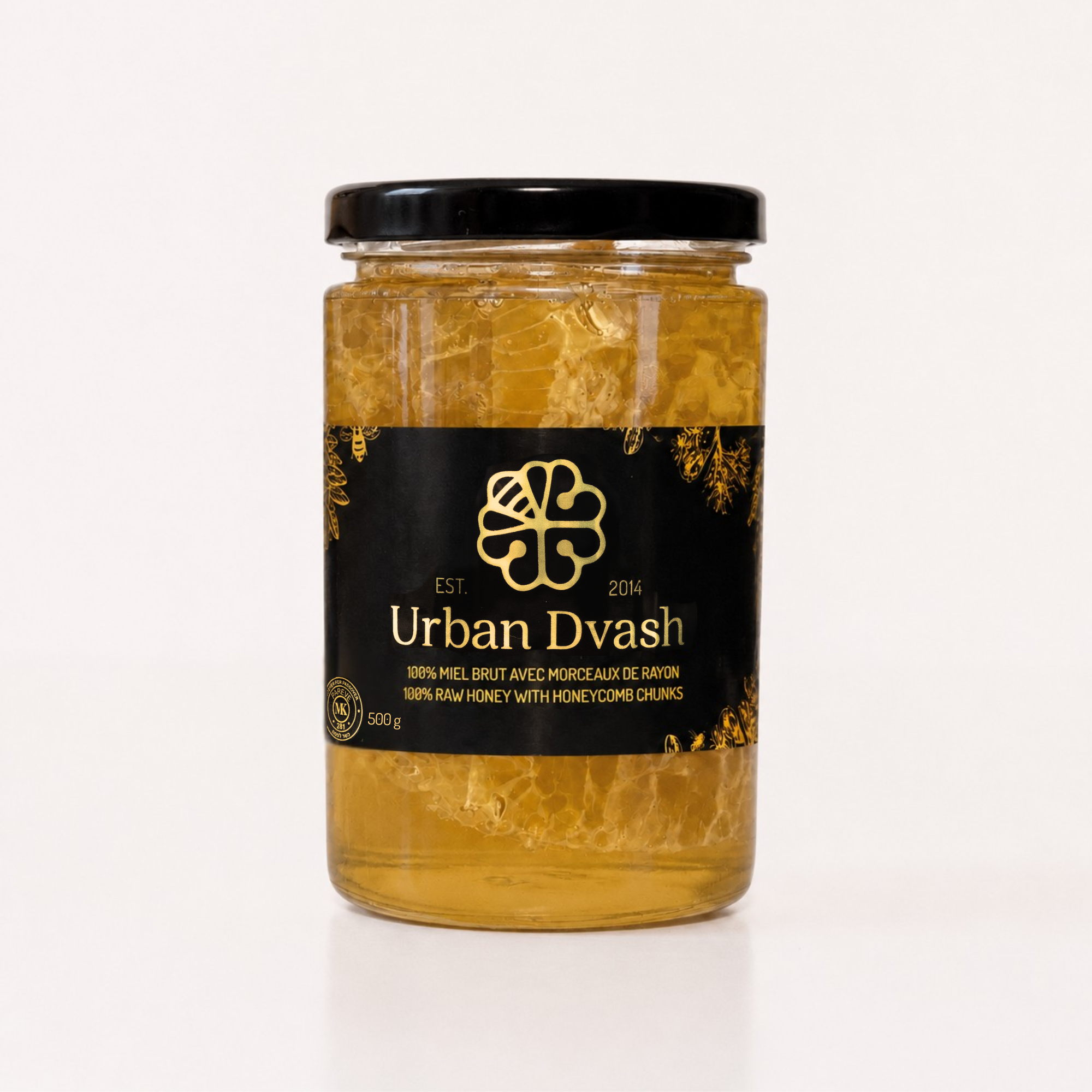 Raw Honey with Honeycomb Chunks – 500 g